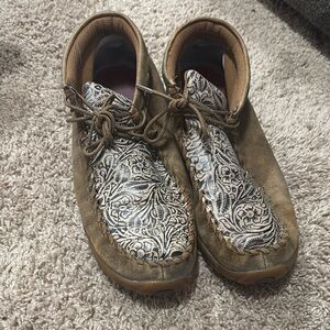 Twisted X Brown and Patterned Women's Moccasins